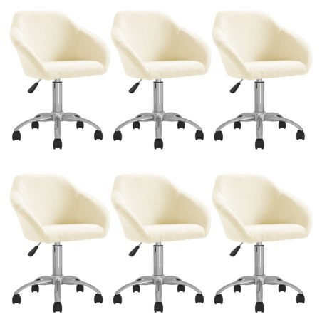 vidaXL Esszimmerstühle 6 Stk. Drehbar Creme Stoff