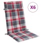 Hochlehner-Auflagen 6 Stk. Rot Karomuster Oxford-Gewebe
