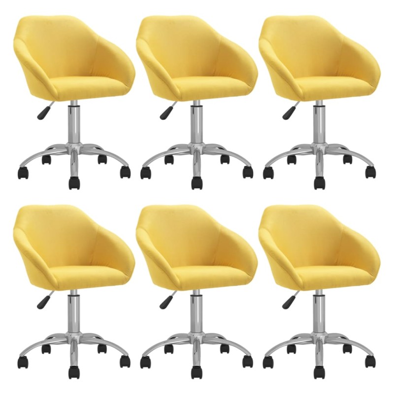 vidaXL Esszimmerstühle 6 Stk. Drehbar Gelb Stoff vidaXL Esszimmerstühle 6 Stk. Drehbar Gelb Stoff