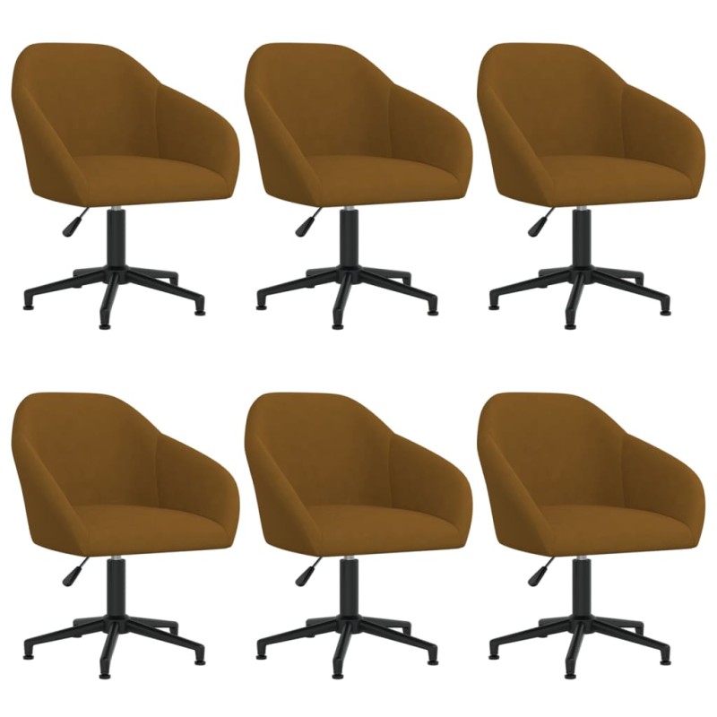 vidaXL Esszimmerstühle 6 Stk. Drehbar Braun Samt vidaXL Esszimmerstühle 6 Stk. Drehbar Braun Samt