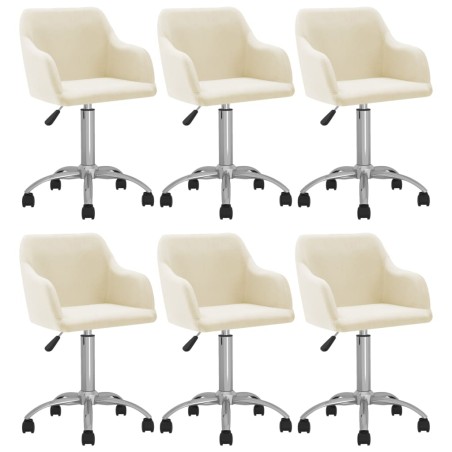 vidaXL Esszimmerstühle 6 Stk. Drehbar Creme Stoff