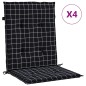 Niedriglehner-Auflagen 4 Stk. Schwarz Karomuster Stoff Niedriglehner-Auflagen 4 Stk. Schwarz Karomuster Stoff