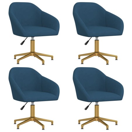 vidaXL Esszimmerstühle 4 Stk. Drehbar Blau Samt