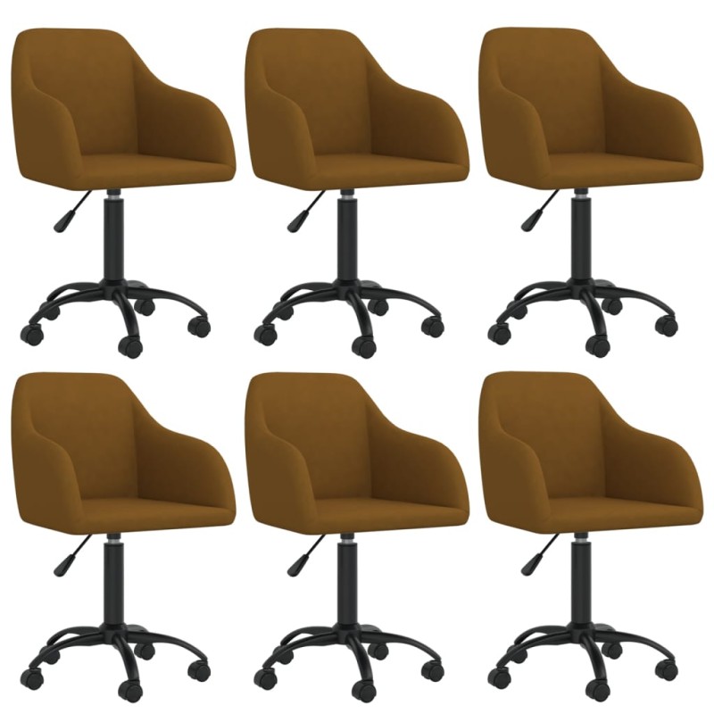 vidaXL Esszimmerstühle 6 Stk. Drehbar Braun Samt vidaXL Esszimmerstühle 6 Stk. Drehbar Braun Samt