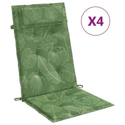 vidaXL Hochlehner-Auflagen 4 Stk. Blattmuster Oxford-Gewebe