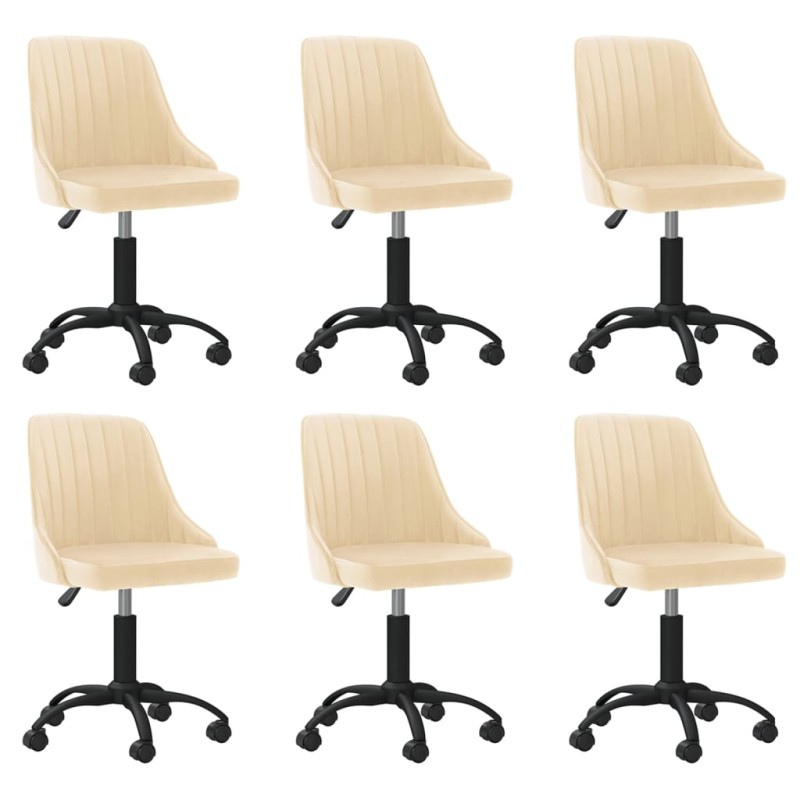 vidaXL Esszimmerstühle 6 Stk. Drehbar Creme Samt vidaXL Esszimmerstühle 6 Stk. Drehbar Creme Samt