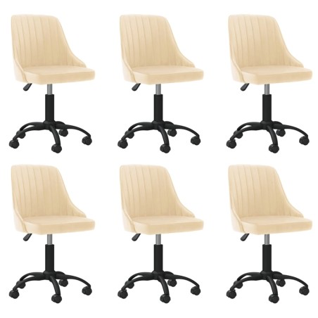 vidaXL Esszimmerstühle 6 Stk. Drehbar Creme Samt