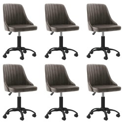 vidaXL Esszimmerstühle 6 Stk. Drehbar Dunkelgrau Samt