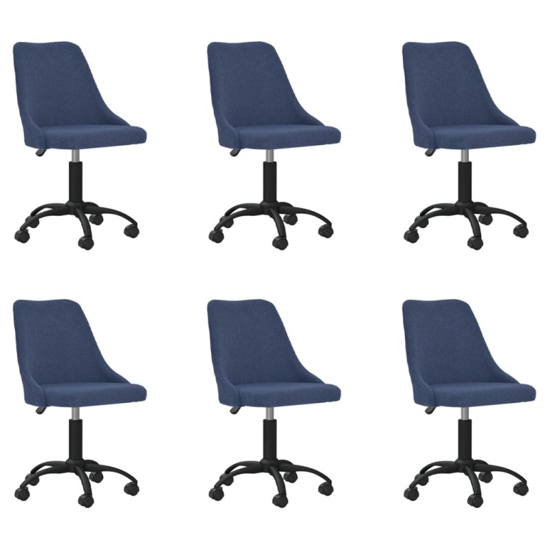 vidaXL Esszimmerstühle 6 Stk. Drehbar Blau Stoff vidaXL Esszimmerstühle 6 Stk. Drehbar Blau Stoff