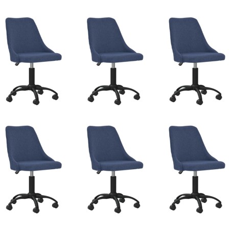 vidaXL Esszimmerstühle 6 Stk. Drehbar Blau Stoff