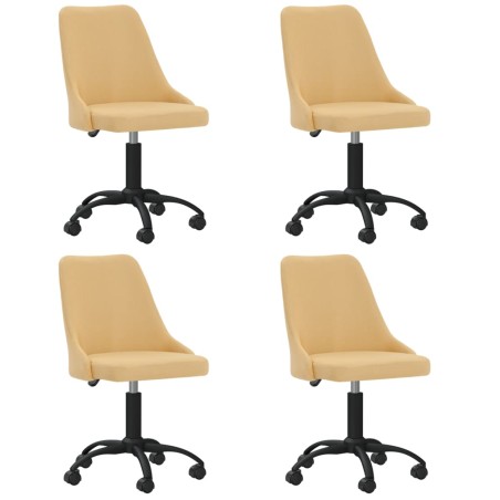vidaXL Esszimmerstühle 4 Stk. Drehbar Gelb Stoff