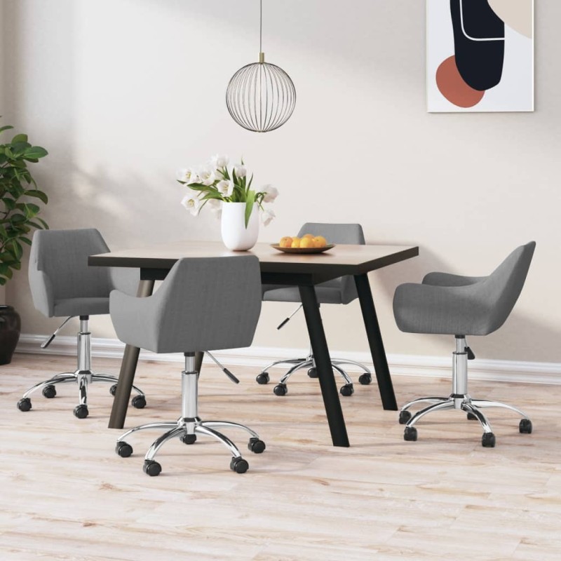 vidaXL Esszimmerstühle 4 Stk. Drehbar Hellgrau Stoff vidaXL Esszimmerstühle 4 Stk. Drehbar Hellgrau Stoff