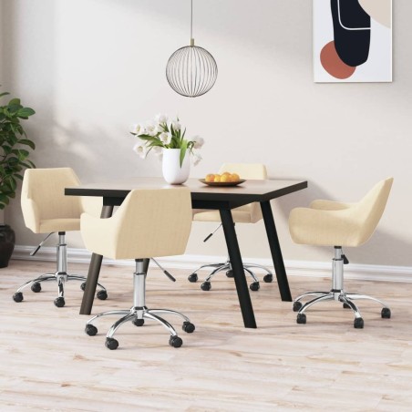 vidaXL Esszimmerstühle 4 Stk. Drehbar Creme Stoff