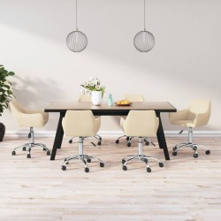 vidaXL Esszimmerstühle 6 Stk. Drehbar Creme Stoff