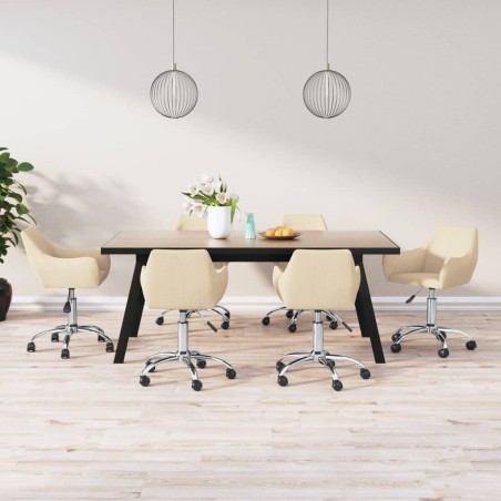 vidaXL Esszimmerstühle 6 Stk. Drehbar Creme Stoff