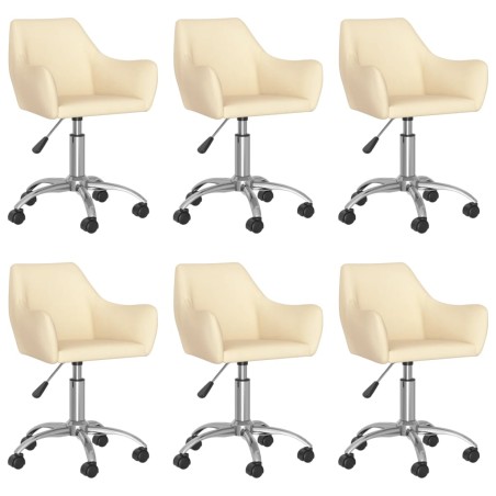 vidaXL Esszimmerstühle 6 Stk. Drehbar Creme Stoff