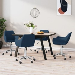 vidaXL Esszimmerstühle 4 Stk. Drehbar Blau Stoff