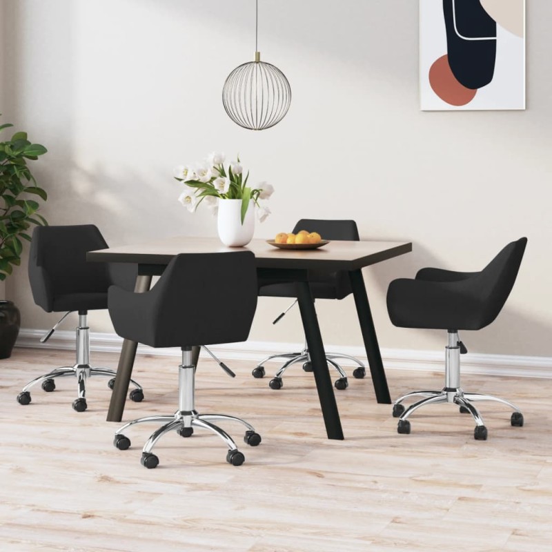 vidaXL Esszimmerstühle 4 Stk. Drehbar Schwarz Stoff vidaXL Esszimmerstühle 4 Stk. Drehbar Schwarz Stoff