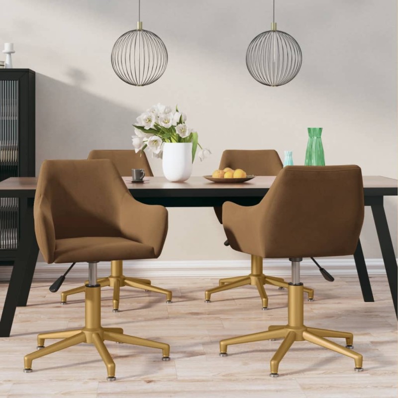 vidaXL Esszimmerstühle 4 Stk. Drehbar Braun Samt vidaXL Esszimmerstühle 4 Stk. Drehbar Braun Samt