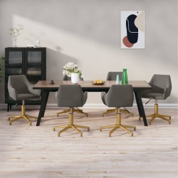 vidaXL Esszimmerstühle 6 Stk. Drehbar Dunkelgrau Samt