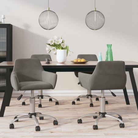 vidaXL Esszimmerstühle 4 Stk. Drehbar Dunkelgrau Samt