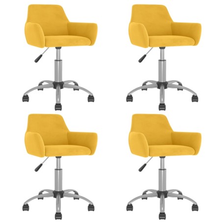 vidaXL Esszimmerstühle 4 Stk. Drehbar Gelb Samt