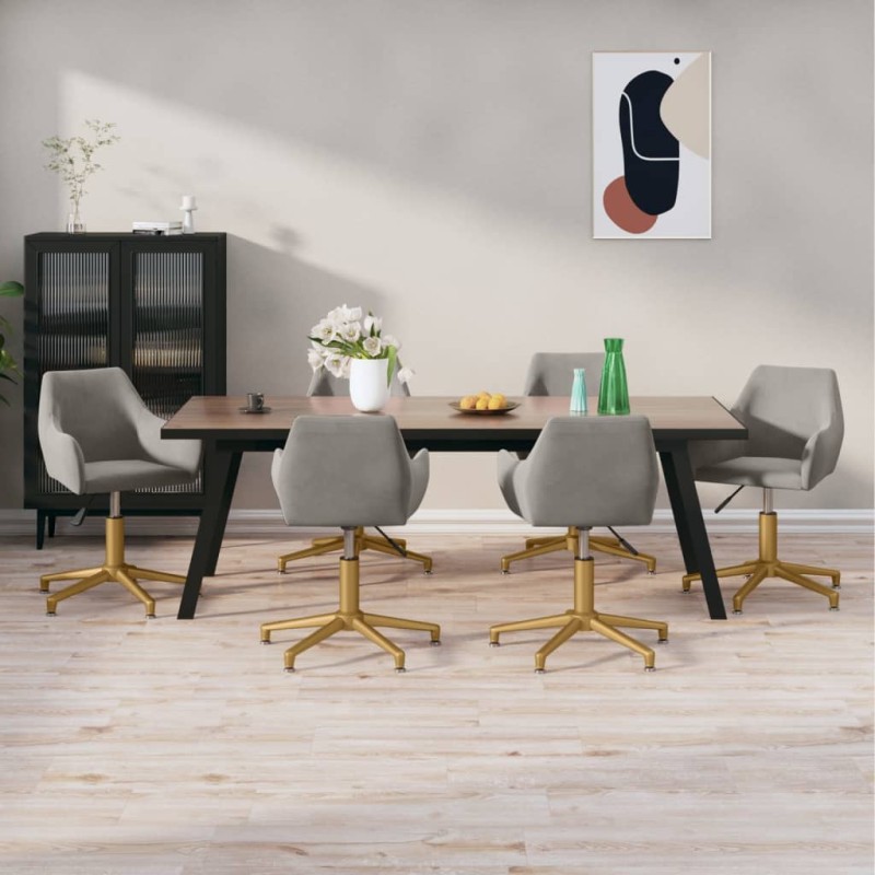vidaXL Esszimmerstühle 6 Stk. Drehbar Hellgrau Samt vidaXL Esszimmerstühle 6 Stk. Drehbar Hellgrau Samt