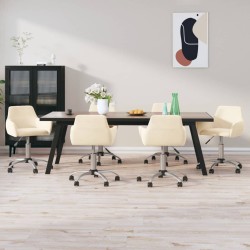 vidaXL Esszimmerstühle 6 Stk. Drehbar Creme Samt