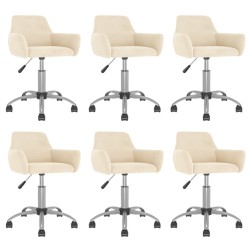 vidaXL Esszimmerstühle 6 Stk. Drehbar Creme Samt