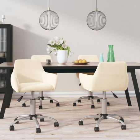 vidaXL Esszimmerstühle 4 Stk. Drehbar Creme Samt