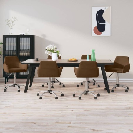 vidaXL Esszimmerstühle 6 Stk. Drehbar Braun Samt