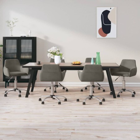 vidaXL Esszimmerstühle 6 Stk. Drehbar Dunkelgrau Samt