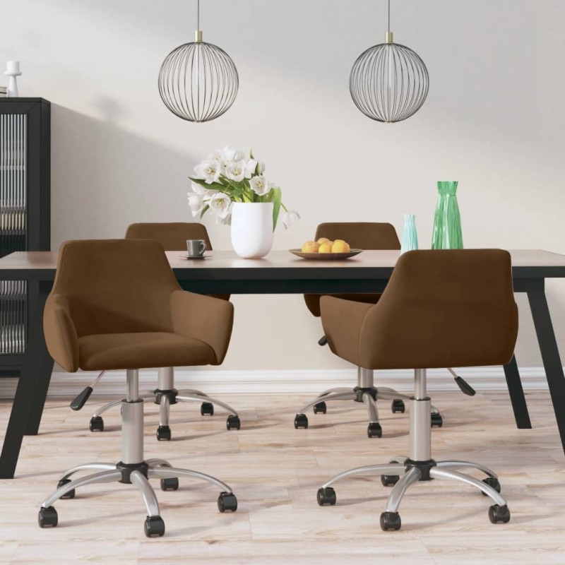 vidaXL Esszimmerstühle 4 Stk. Drehbar Braun Samt vidaXL Esszimmerstühle 4 Stk. Drehbar Braun Samt