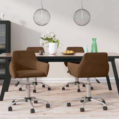 vidaXL Esszimmerstühle 4 Stk. Drehbar Braun Samt