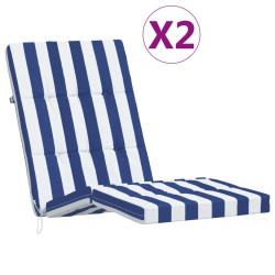 Liegestuhl-Auflagen 2 Stk. Blau & Weiß Gestreift Oxford-Gewebe