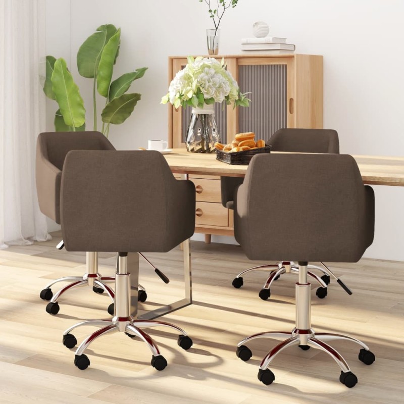 vidaXL Esszimmerstühle 4 Stk. Drehbar Braun Stoff vidaXL Esszimmerstühle 4 Stk. Drehbar Braun Stoff