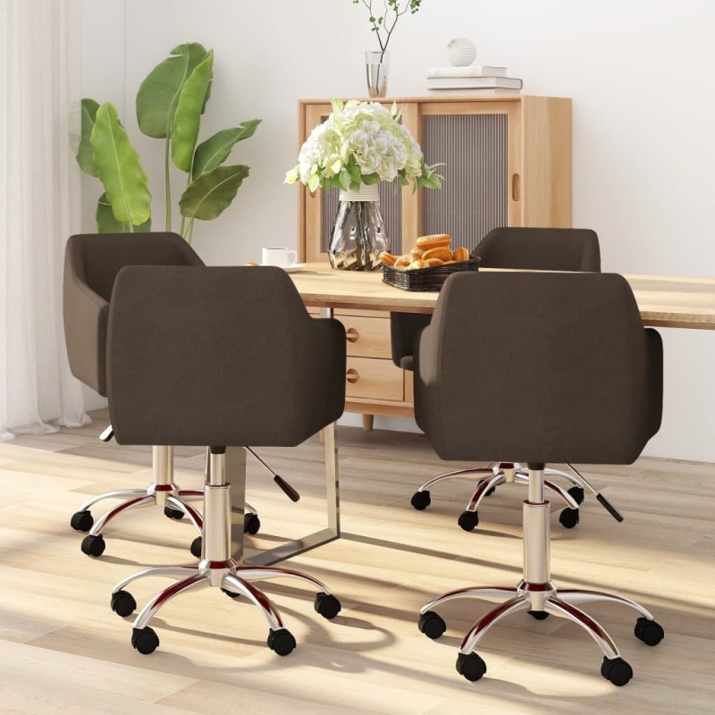 vidaXL Esszimmerstühle 4 Stk. Drehbar Dunkelbraun Stoff vidaXL Esszimmerstühle 4 Stk. Drehbar Dunkelbraun Stoff