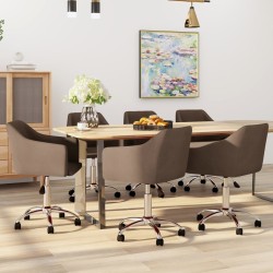 vidaXL Esszimmerstühle 6 Stk. Drehbar Braun Stoff