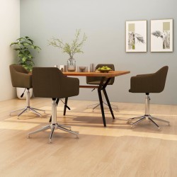vidaXL Esszimmerstühle 4 Stk. Drehbar Dunkelbraun Stoff