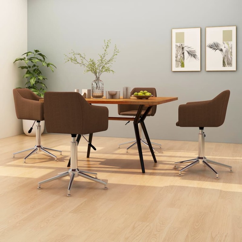 vidaXL Esszimmerstühle 4 Stk. Drehbar Braun Stoff vidaXL Esszimmerstühle 4 Stk. Drehbar Braun Stoff