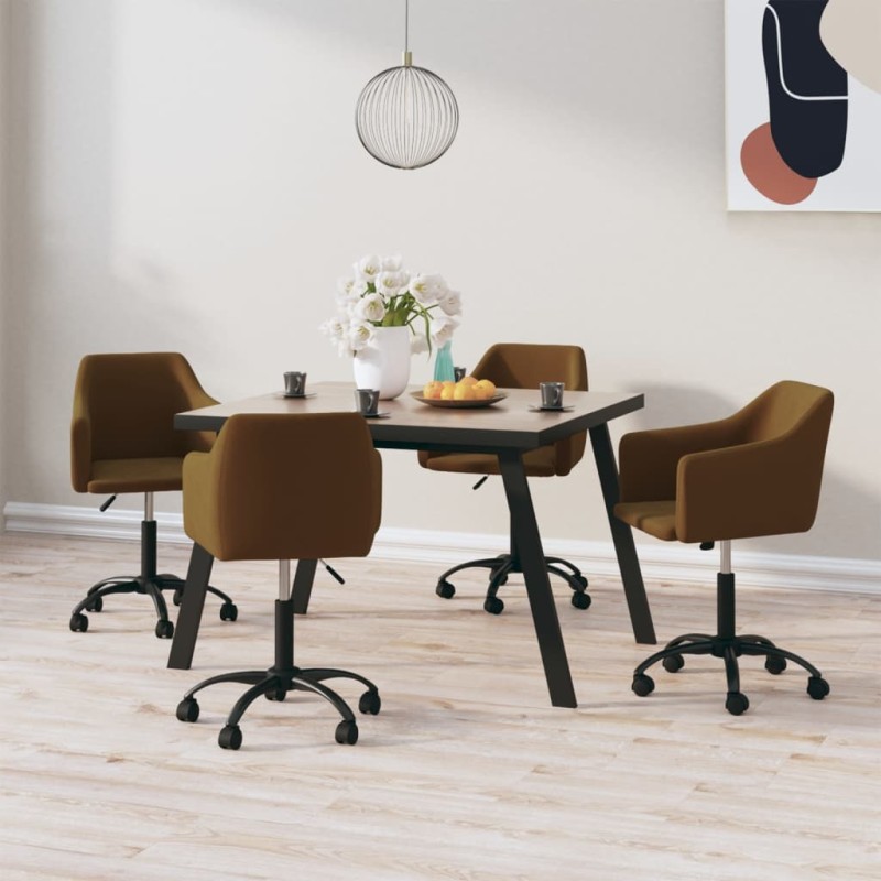 vidaXL Esszimmerstühle 4 Stk. Drehbar Braun Samt vidaXL Esszimmerstühle 4 Stk. Drehbar Braun Samt