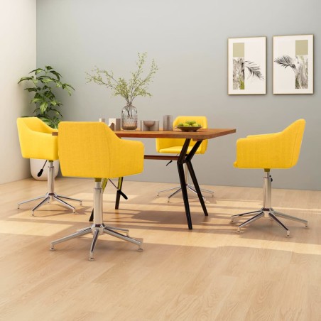 vidaXL Esszimmerstühle 4 Stk. Drehbar Gelb Stoff