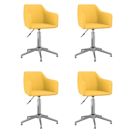 vidaXL Esszimmerstühle 4 Stk. Drehbar Gelb Stoff