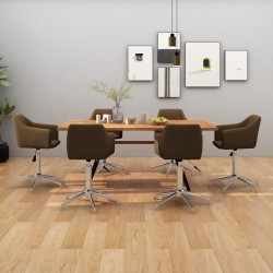 vidaXL Esszimmerstühle 6 Stk. Drehbar Dunkelbraun Stoff