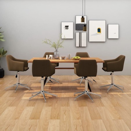 vidaXL Esszimmerstühle 6 Stk. Drehbar Dunkelbraun Stoff