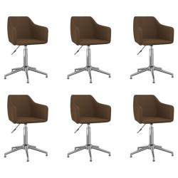 vidaXL Esszimmerstühle 6 Stk. Drehbar Dunkelbraun Stoff