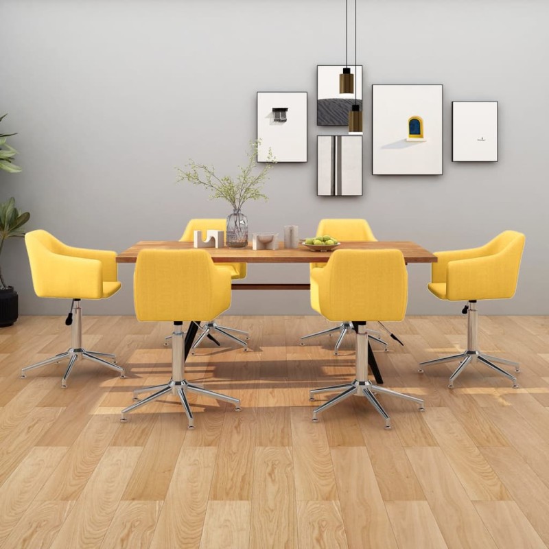 vidaXL Esszimmerstühle Drehbar 6 Stk. Gelb Stoff vidaXL Esszimmerstühle Drehbar 6 Stk. Gelb Stoff