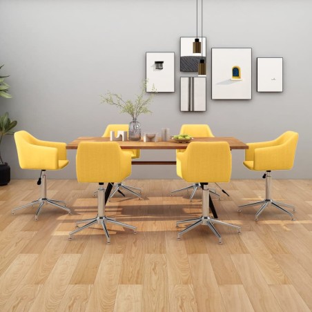 vidaXL Esszimmerstühle Drehbar 6 Stk. Gelb Stoff