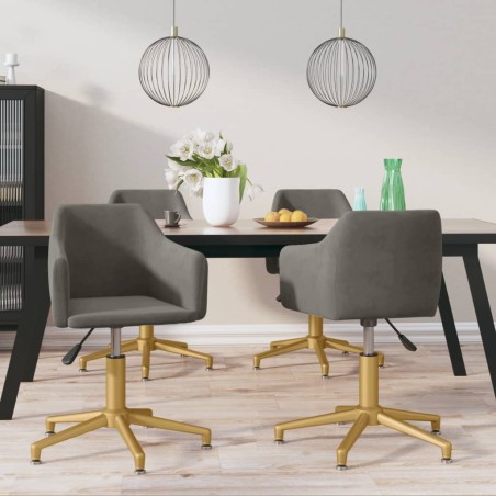 vidaXL Esszimmerstühle 4 Stk. Drehbar Dunkelgrau Samt