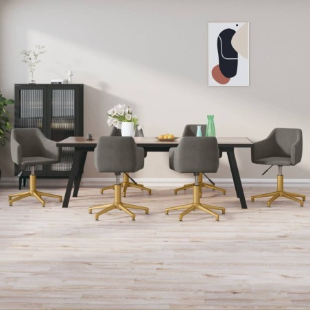 vidaXL Esszimmerstühle 6 Stk. Drehbar Dunkelgrau Samt